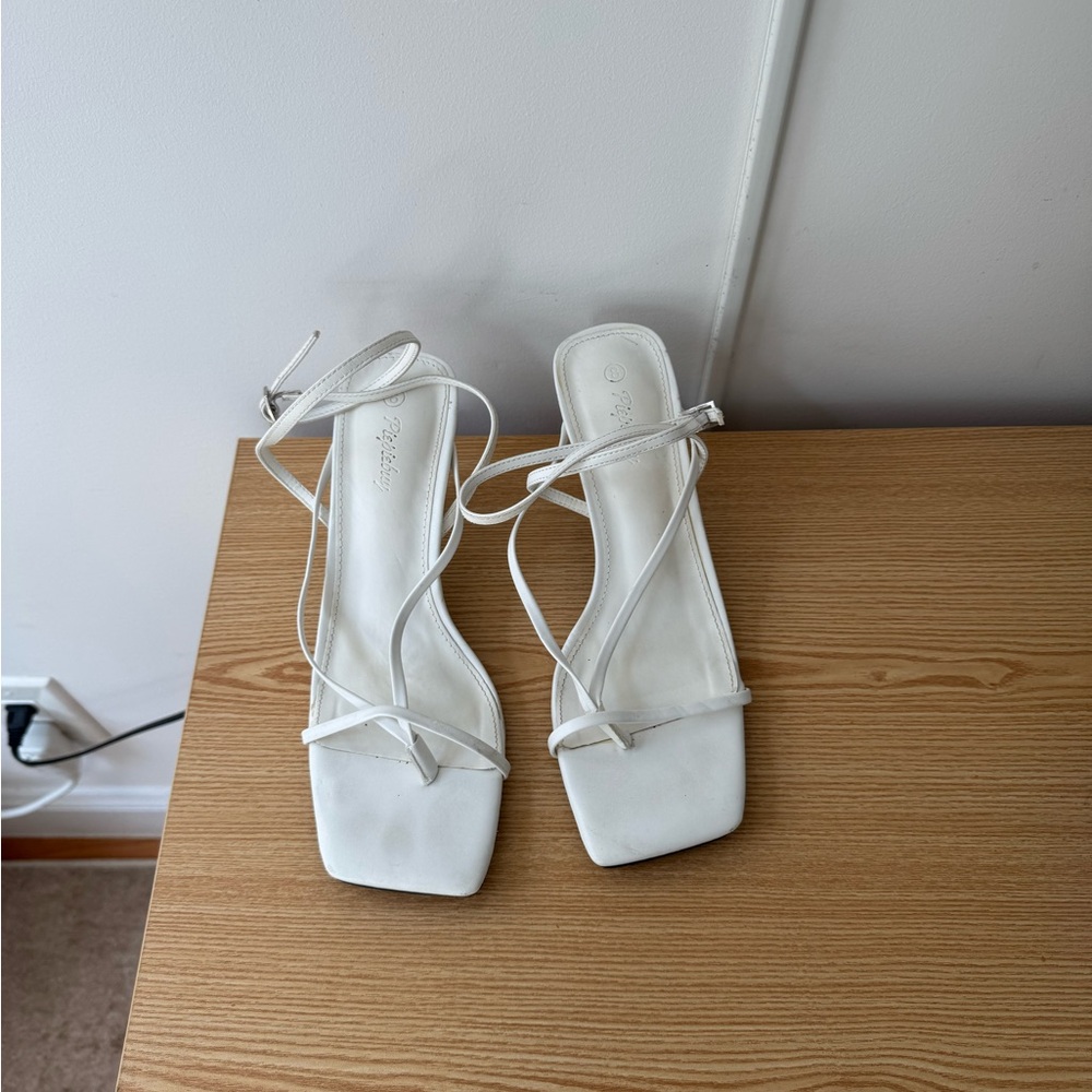 White square toe heels